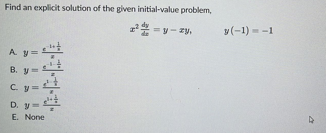 yo y + y = 0, y (0) = yo Yo A.