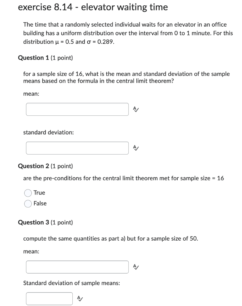 exercise 8.14 - elevator waiting time The time that a randomly selected