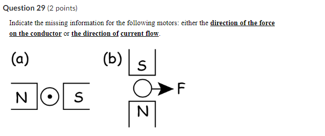 28 (2 points) Indicate the missing information for the following solenoids: either