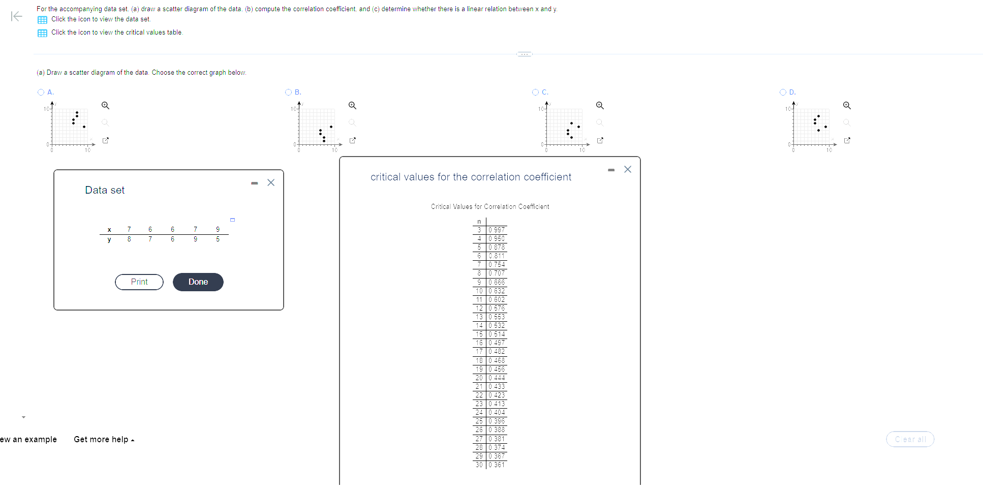 to three decimal places as needed.) K For the accompanying data set.