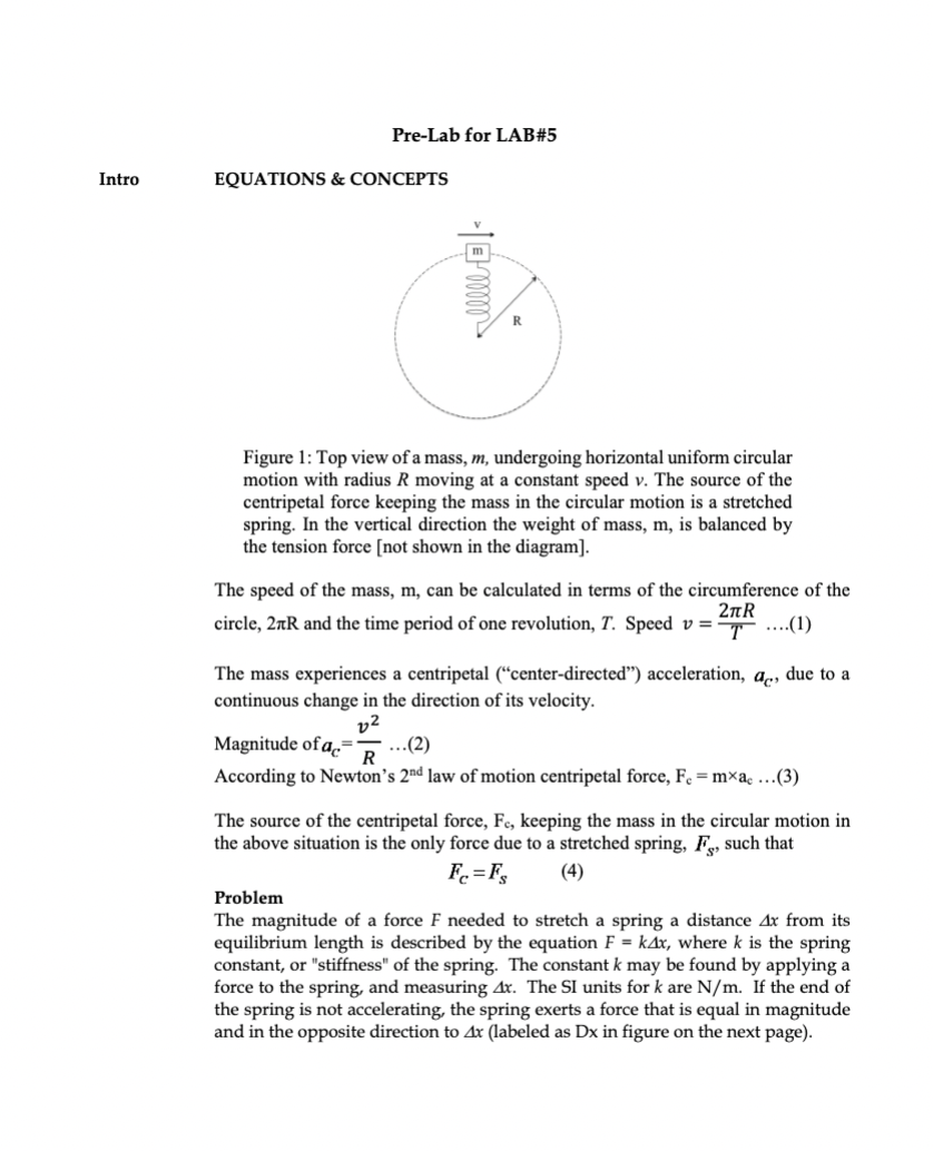 Intro Pre-Lab for LAB#5 EQUATIONS & CONCEPTS mmmm Figure 1: Top view