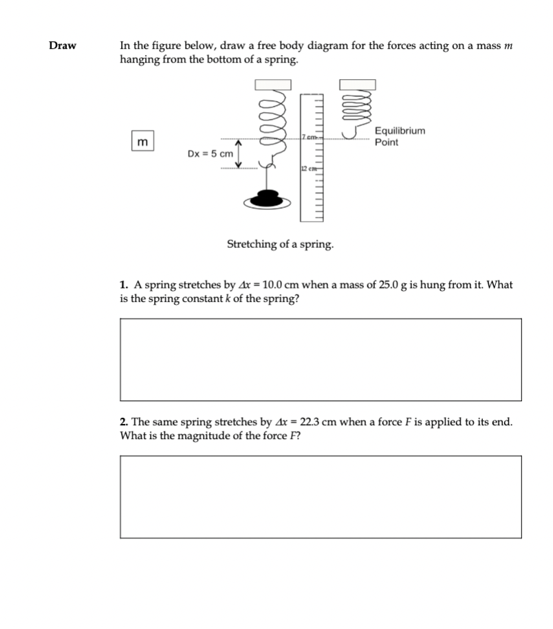 of a mass, m, undergoing horizontal uniform circular motion with radius R