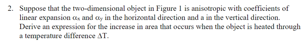 AA as a result of a temperature change AT. 2. Suppose that