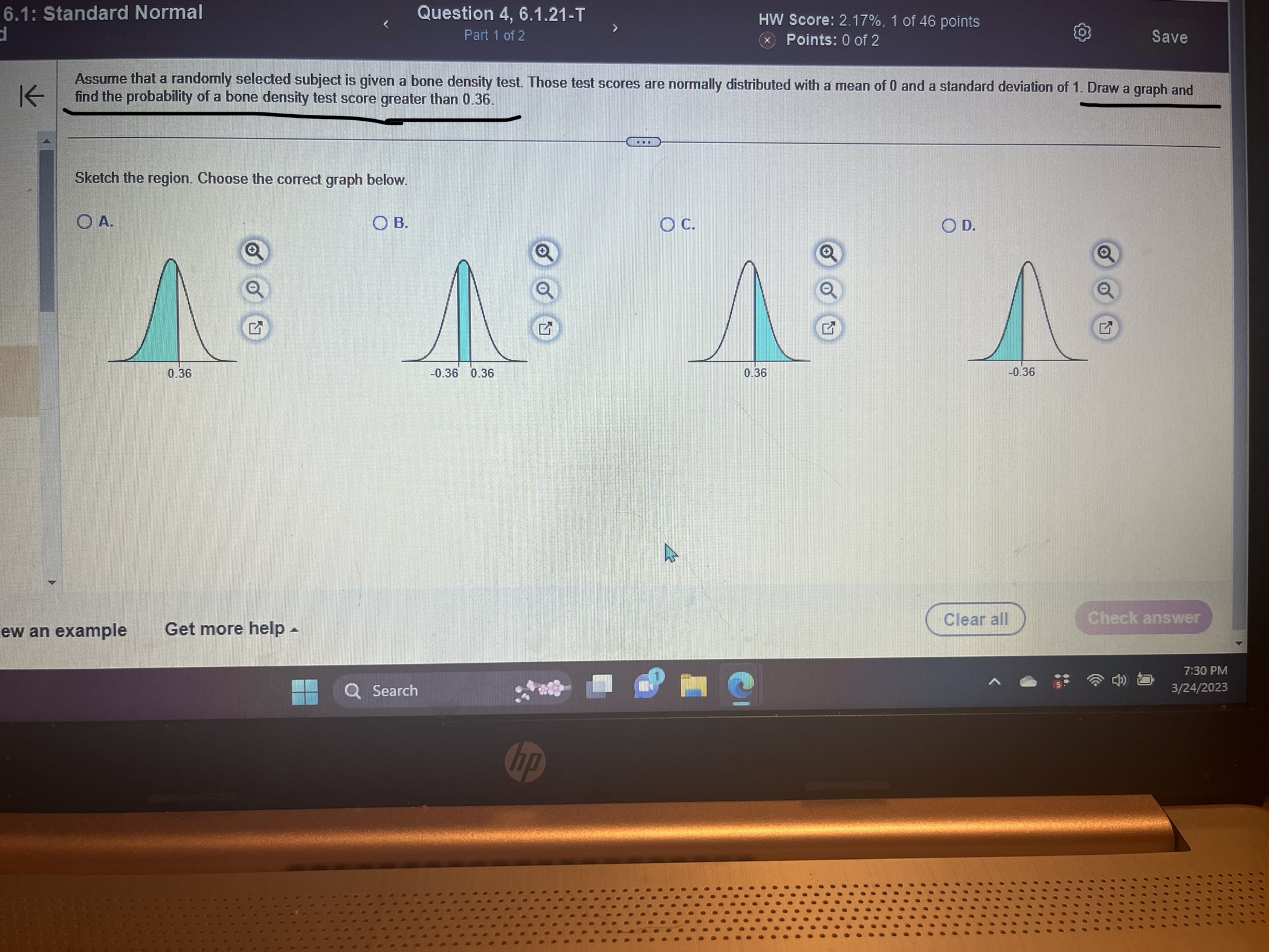 6.1: Standard Normal d K Question 4, 6.1.21-T Part 1 of 2