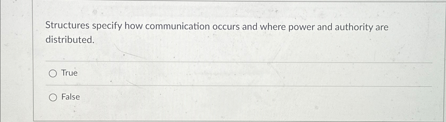Structures specify how communication occurs and where power and authority are distributed.
