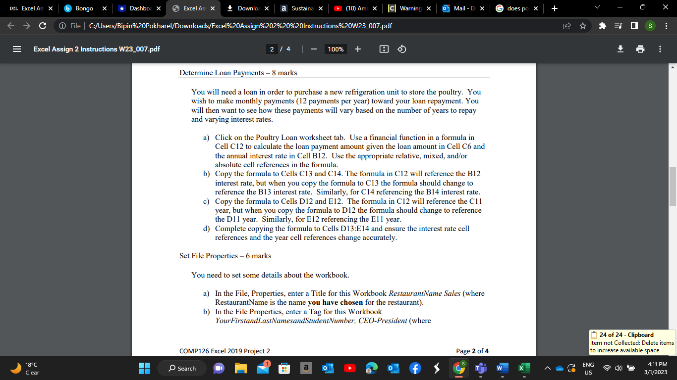 W23_007.pdf 1/4 100% + RESTAURANT ANALYSIS: Assume you are a restaurant owner.