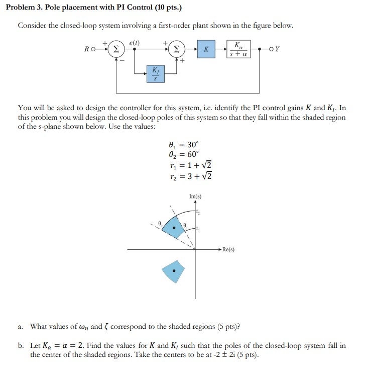 Problem 3. Pole placement with PI Control (10 pts.) Consider the closed-loop