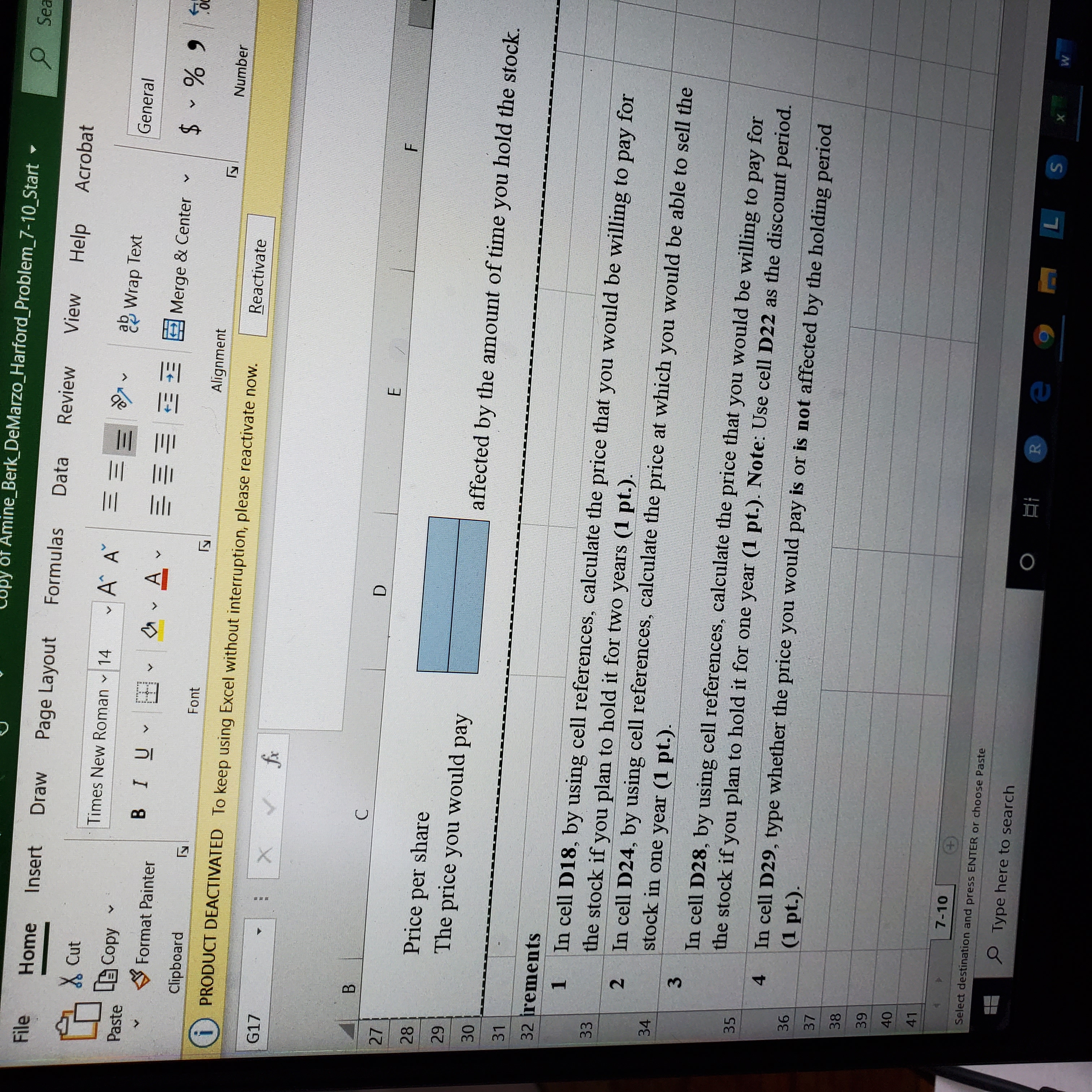 $ 2.80 10 Dividend in 2 years $ 3.00 11 Share price