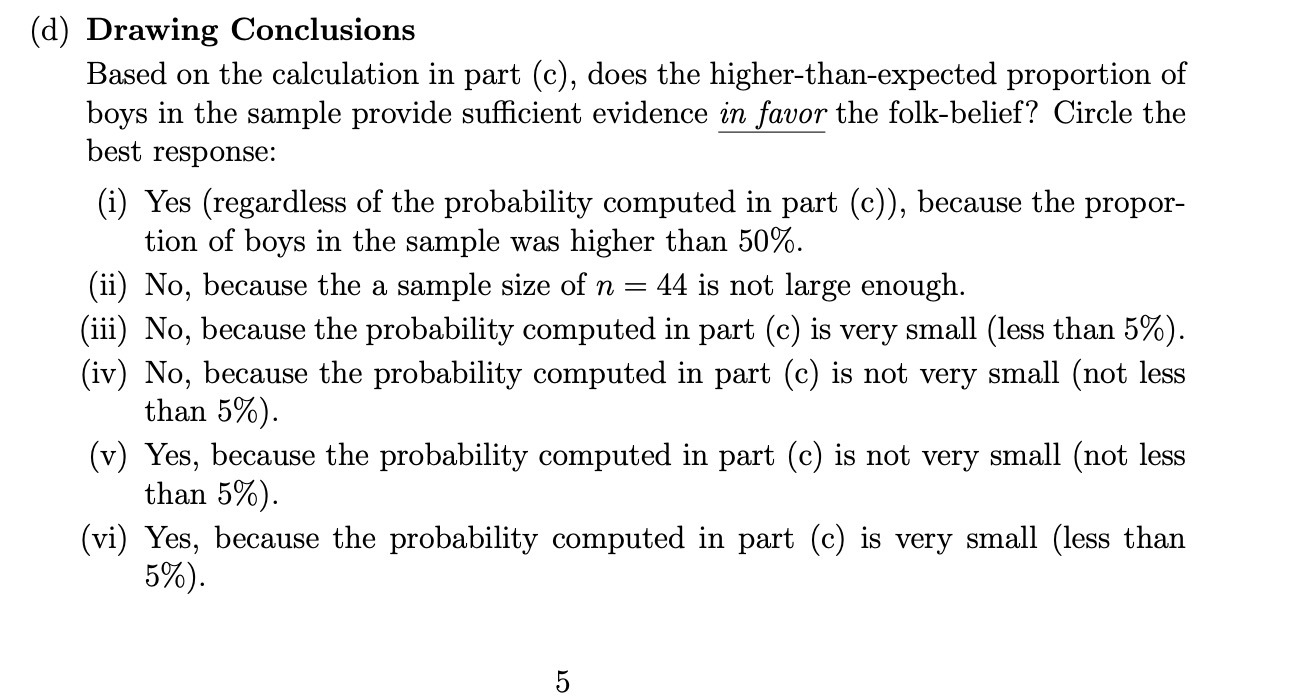 (d) Drawing Conclusions Based on the calculation in part (c), does the