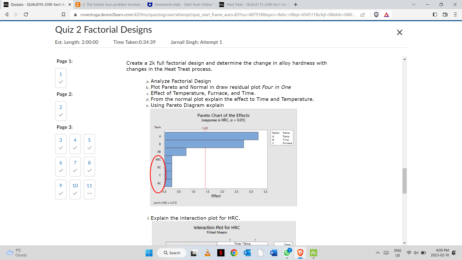 D2L Quizzes -QUAL8115-23W-Sec1-Ad X C 2. The Subset-Sum problem involves C Homework