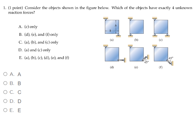 1. (1 point) Consider the objects shown in the figure below. Which