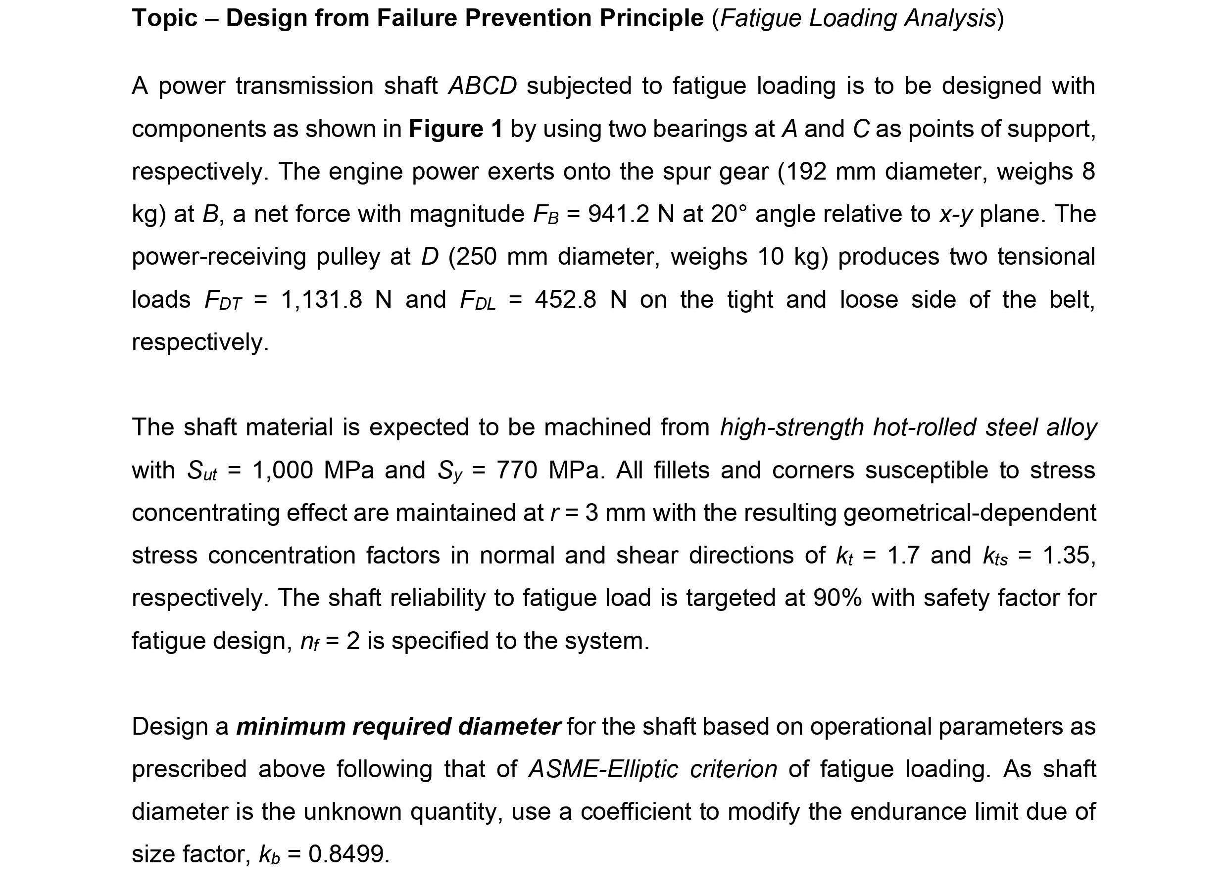 Topic Design from Failure Prevention Principle (Fatigue Loading Analysis) A power transmission
