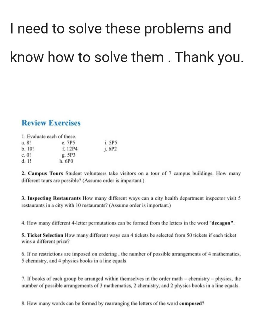 I need to solve these problems and know how to solve them.