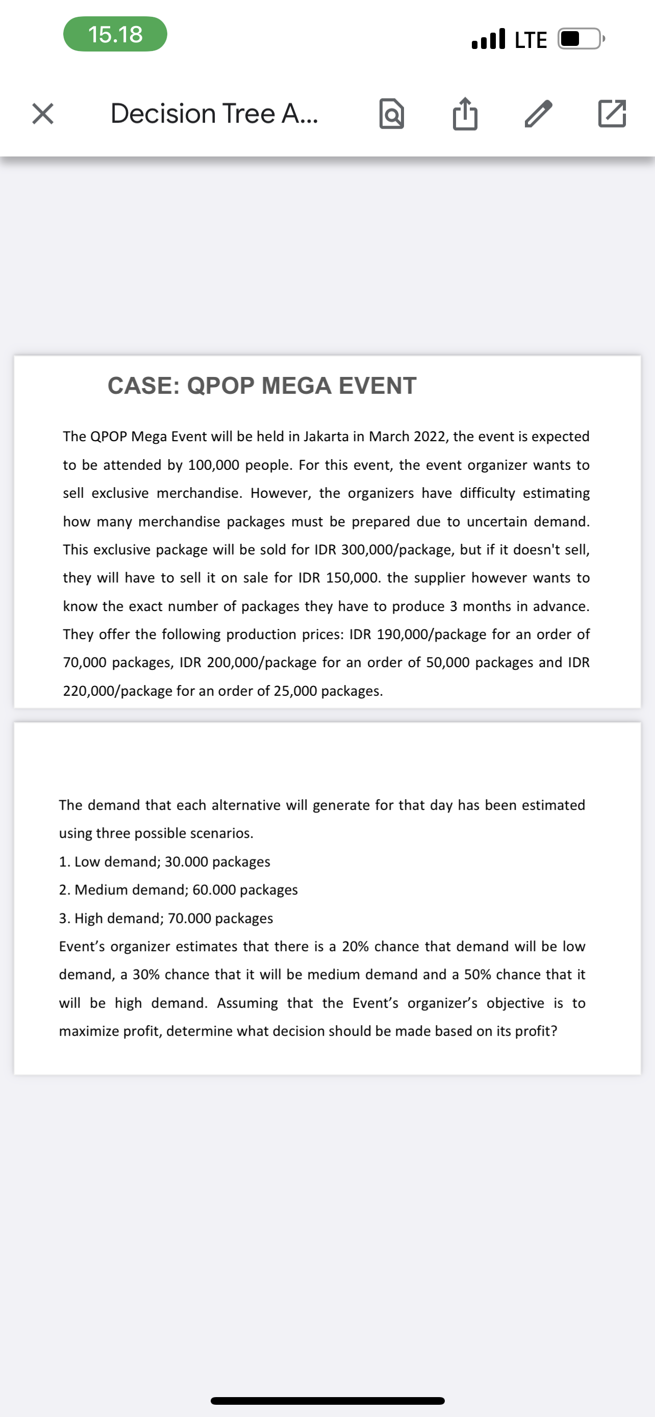 15.18 Decision Tree A... ...I LTE CASE: QPOP MEGA EVENT The QPOP