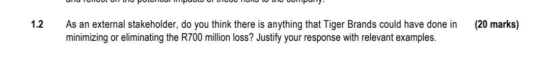 1.2 As an external stakeholder, do you think there is anything that