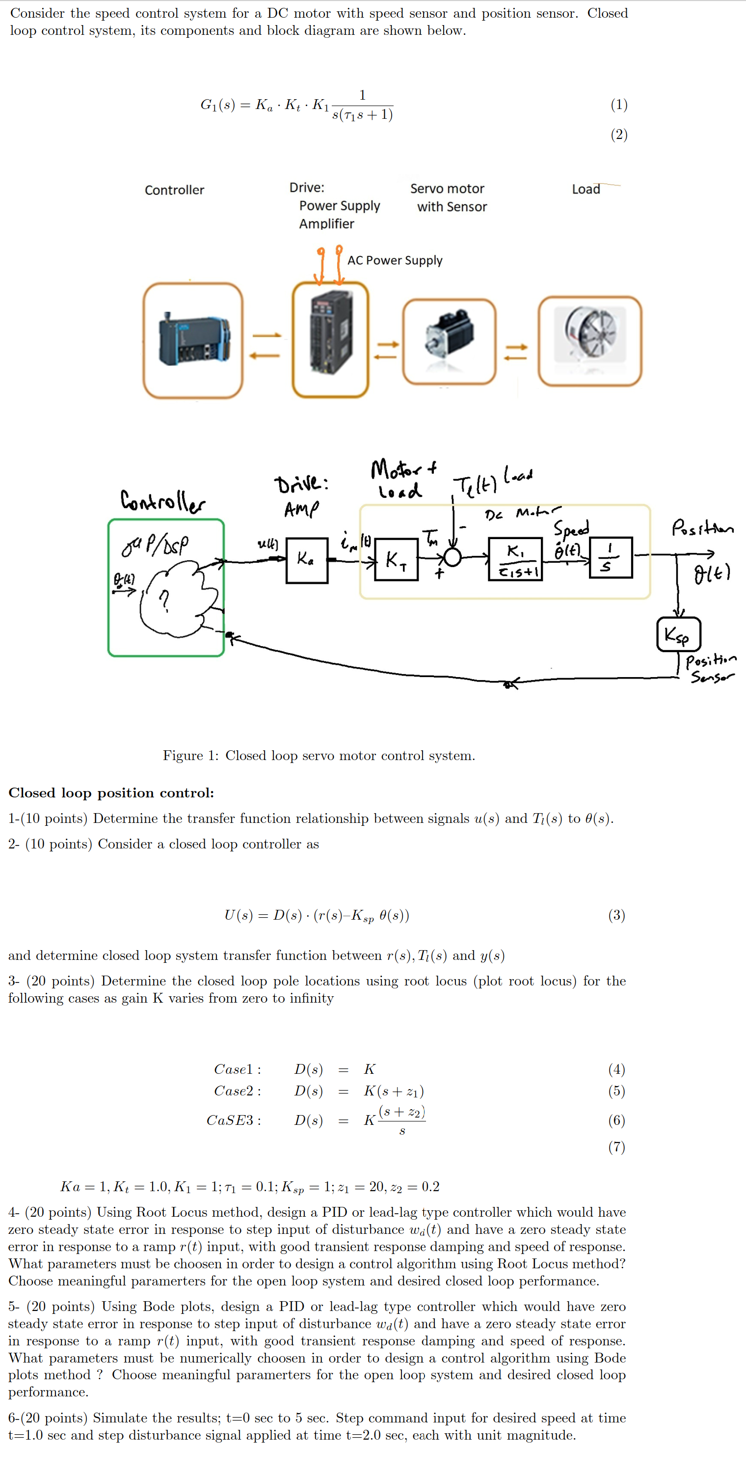 Consider the speed control system for a DC motor with speed sensor