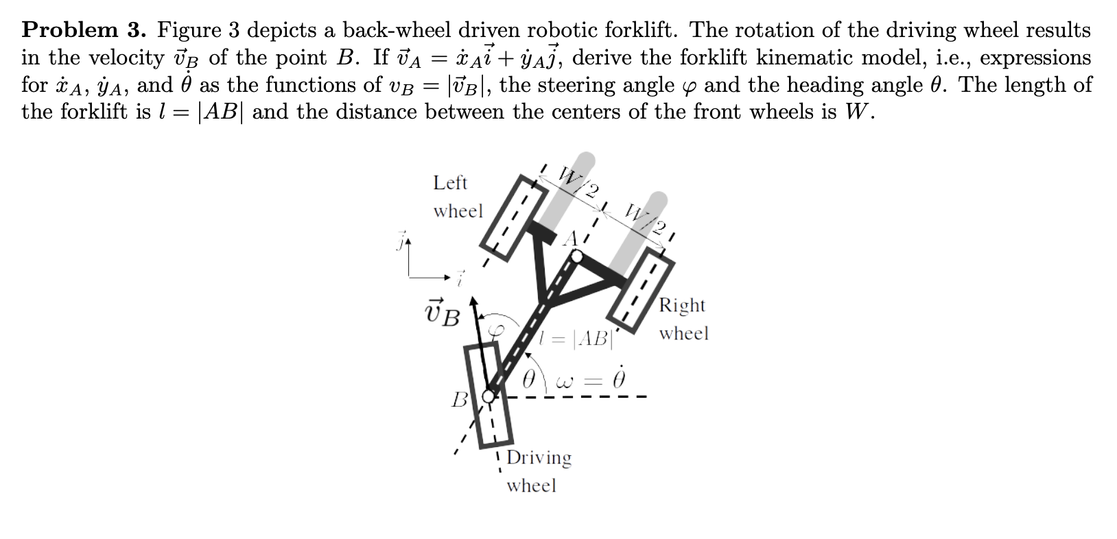 A Problem 3. Figure 3 depicts a back-wheel driven robotic forklift. The