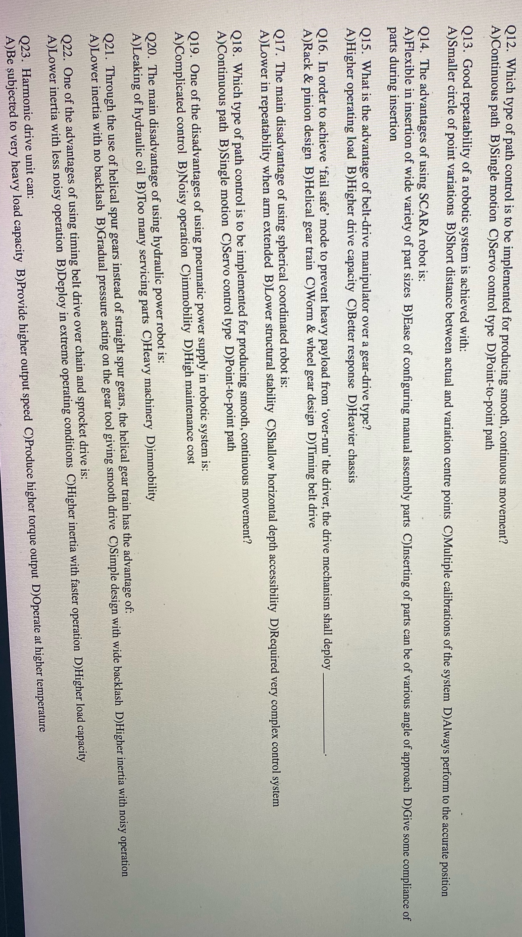 Q12. Which type of path control is to be implemented for producing