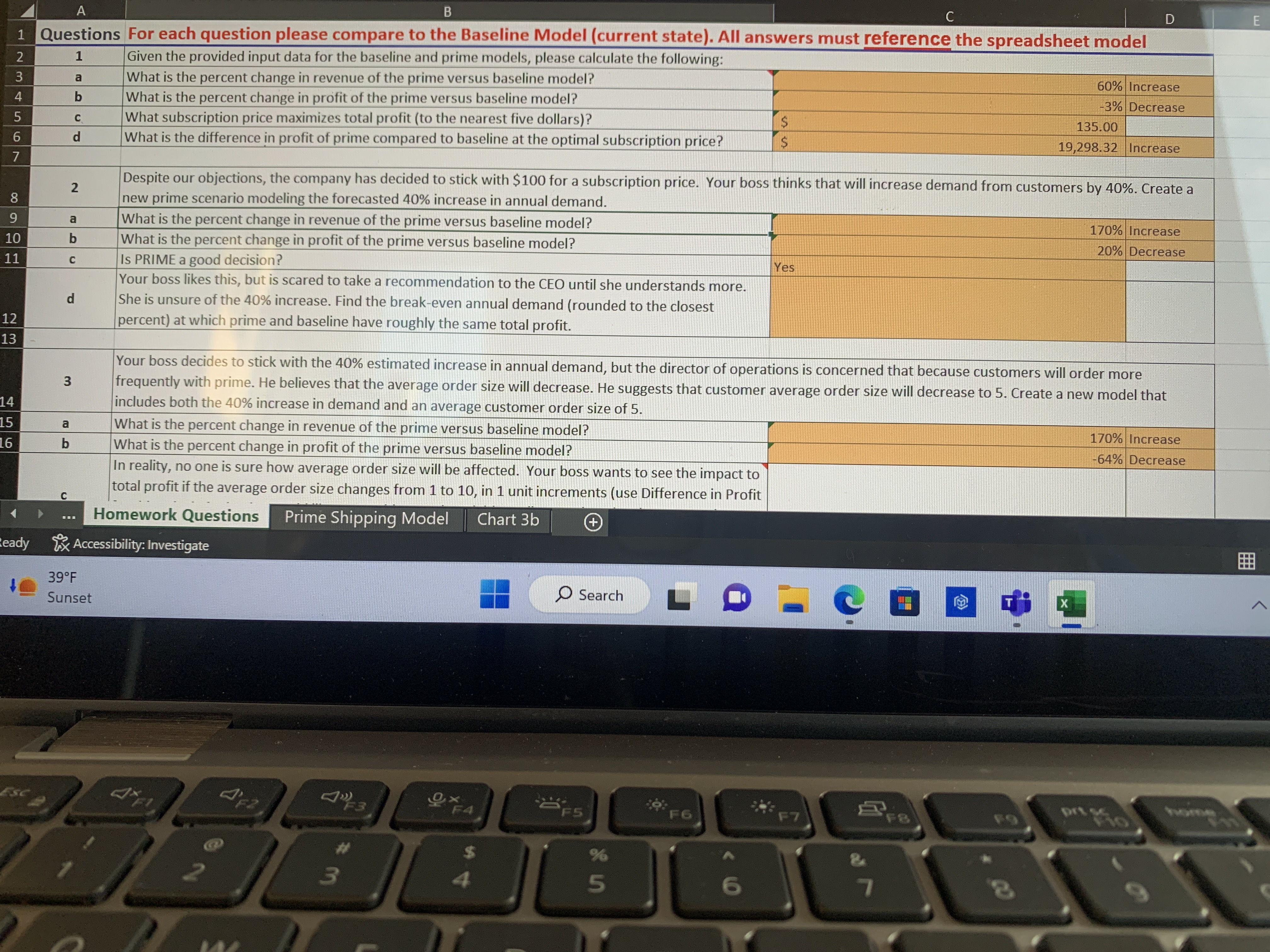 A B C D E 1 Questions For each question please compare