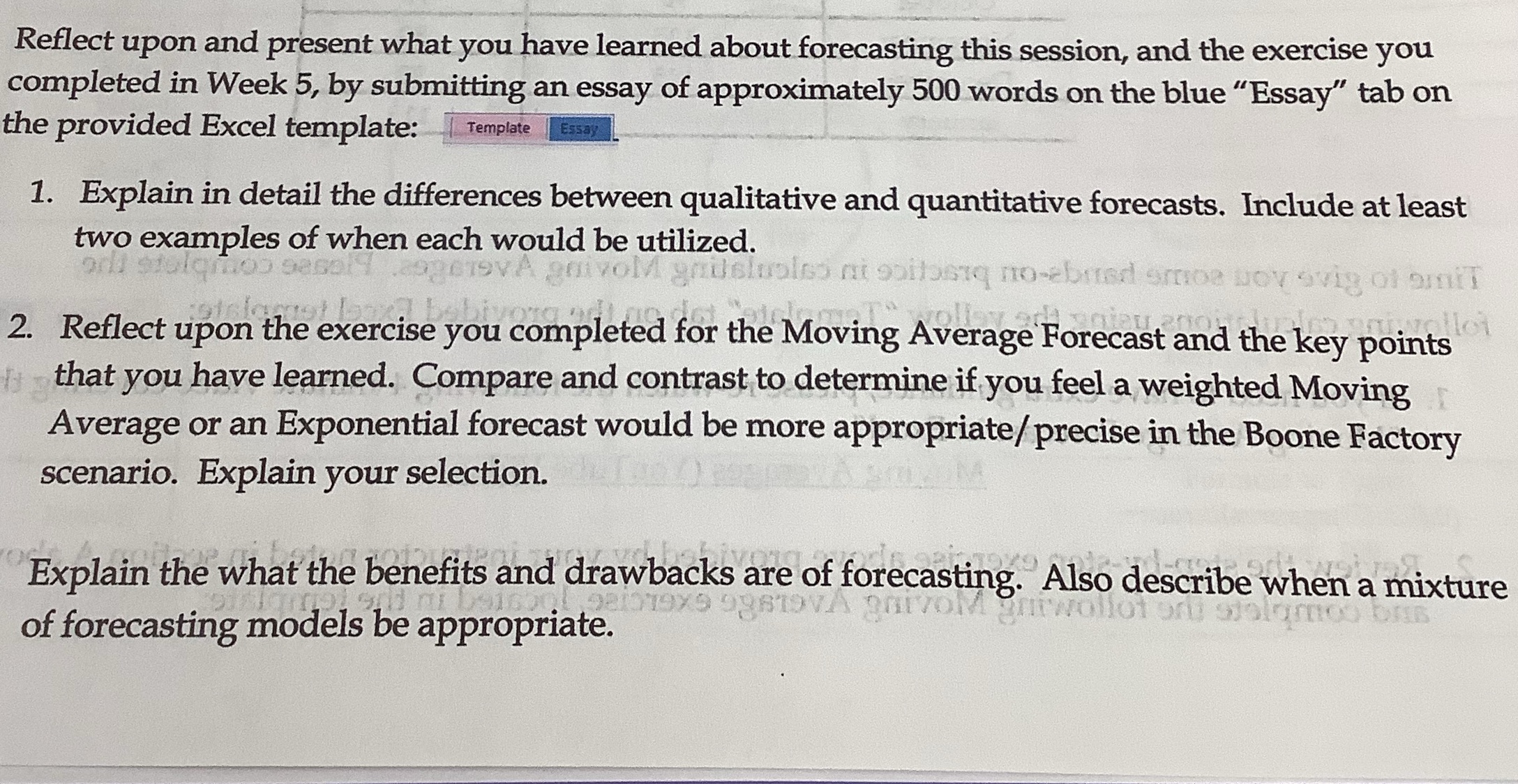 Reflect upon and present what you have learned about forecasting this session,