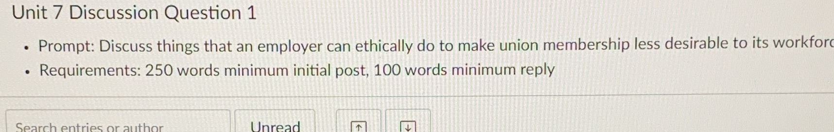 Unit 7 Discussion Question 1 Prompt: Discuss things that an employer can