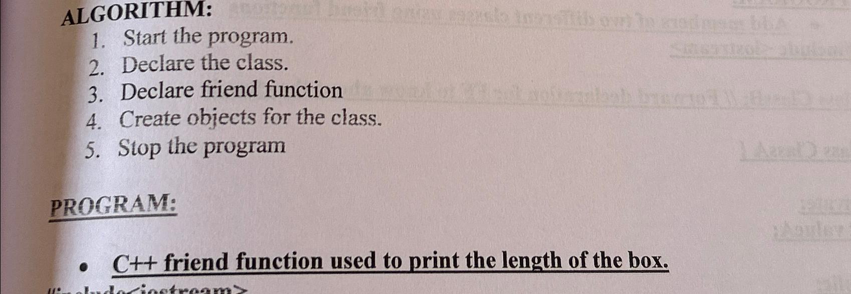basid en el insib owed me b6A+ ALGORITHM: 1. Start the program.