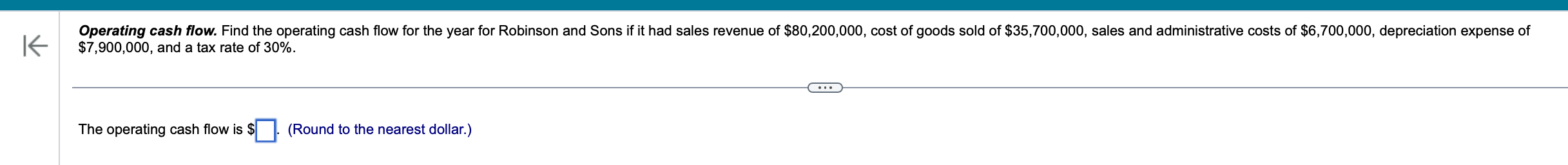 K Operating cash flow. Find the operating cash flow for the year