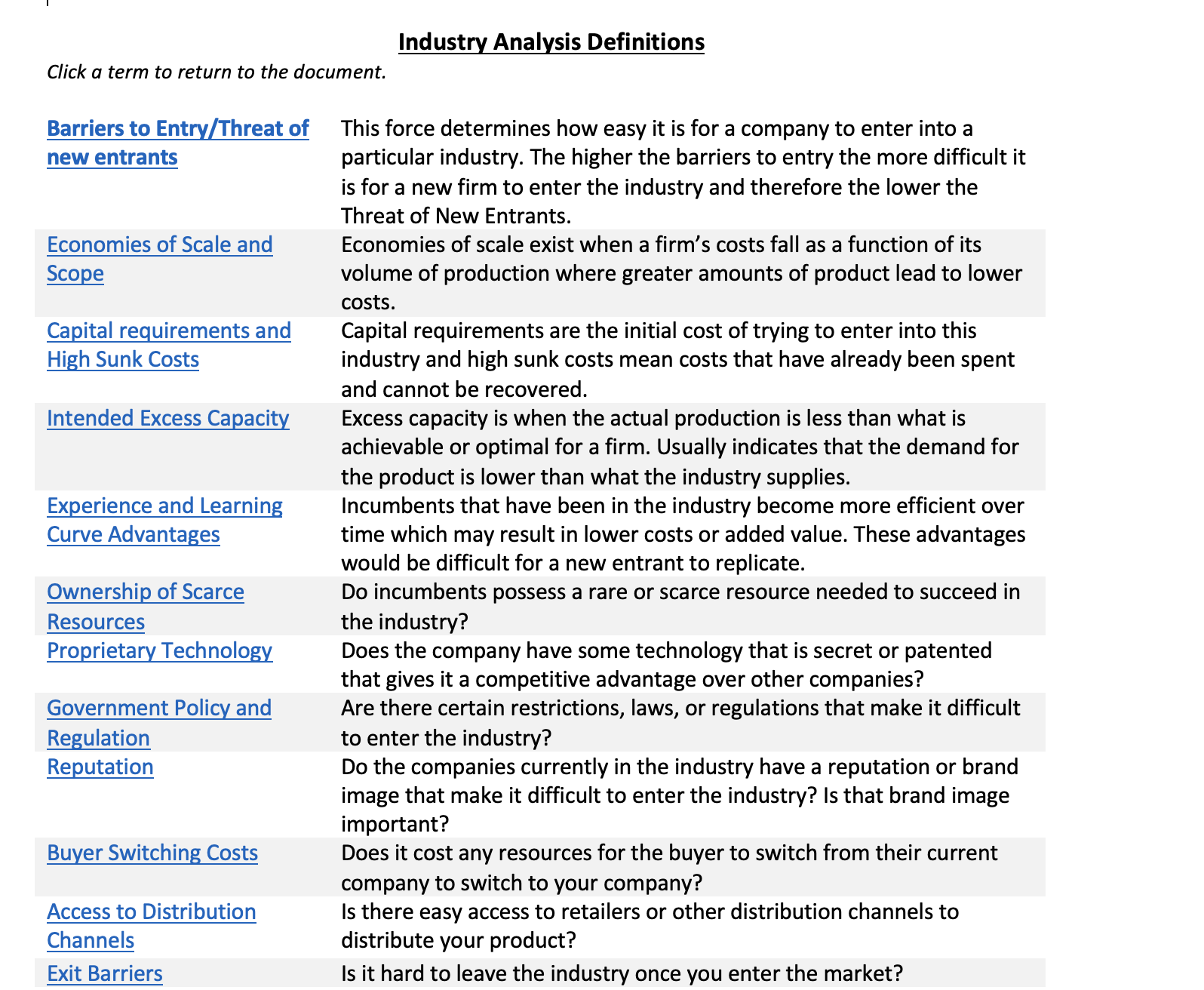 Barriers to Entry Economies of Scale and Scope Capital Requirements and High