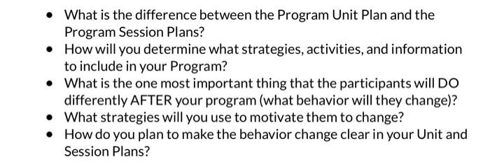 What is the difference between the Program Unit Plan and the Program