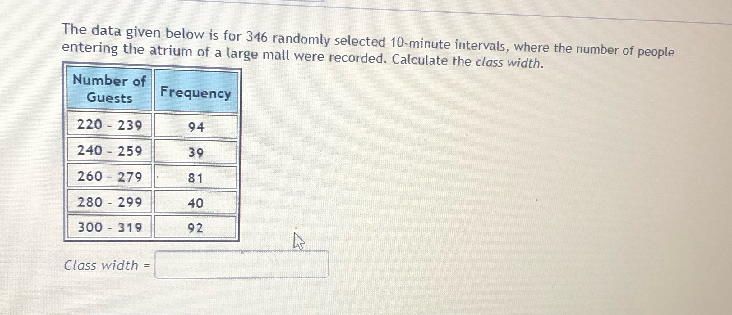 The data given below is for 346 randomly selected 10-minute intervals, where