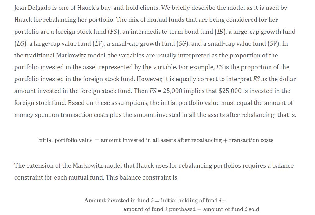number of passive, buy-and-hold clients. For these clients, Hauck offers an investment