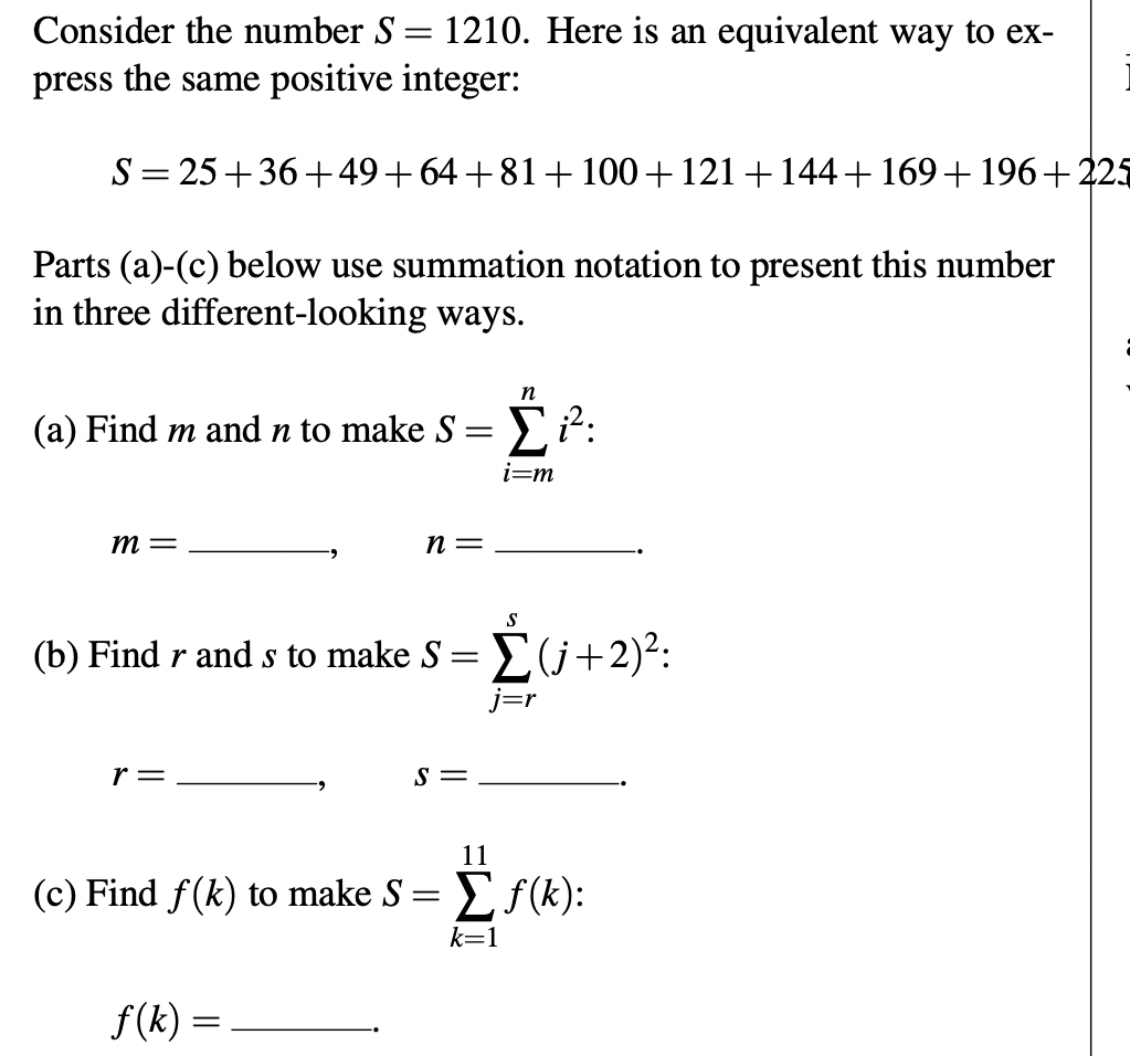 Consider the number S = 1210. Here is an equivalent way to