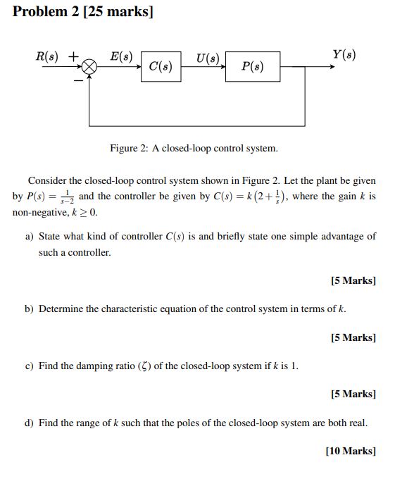 Problem 2 [25 marks] R(s) + E(s) U(s) Y(s) C(s) P(s) Figure