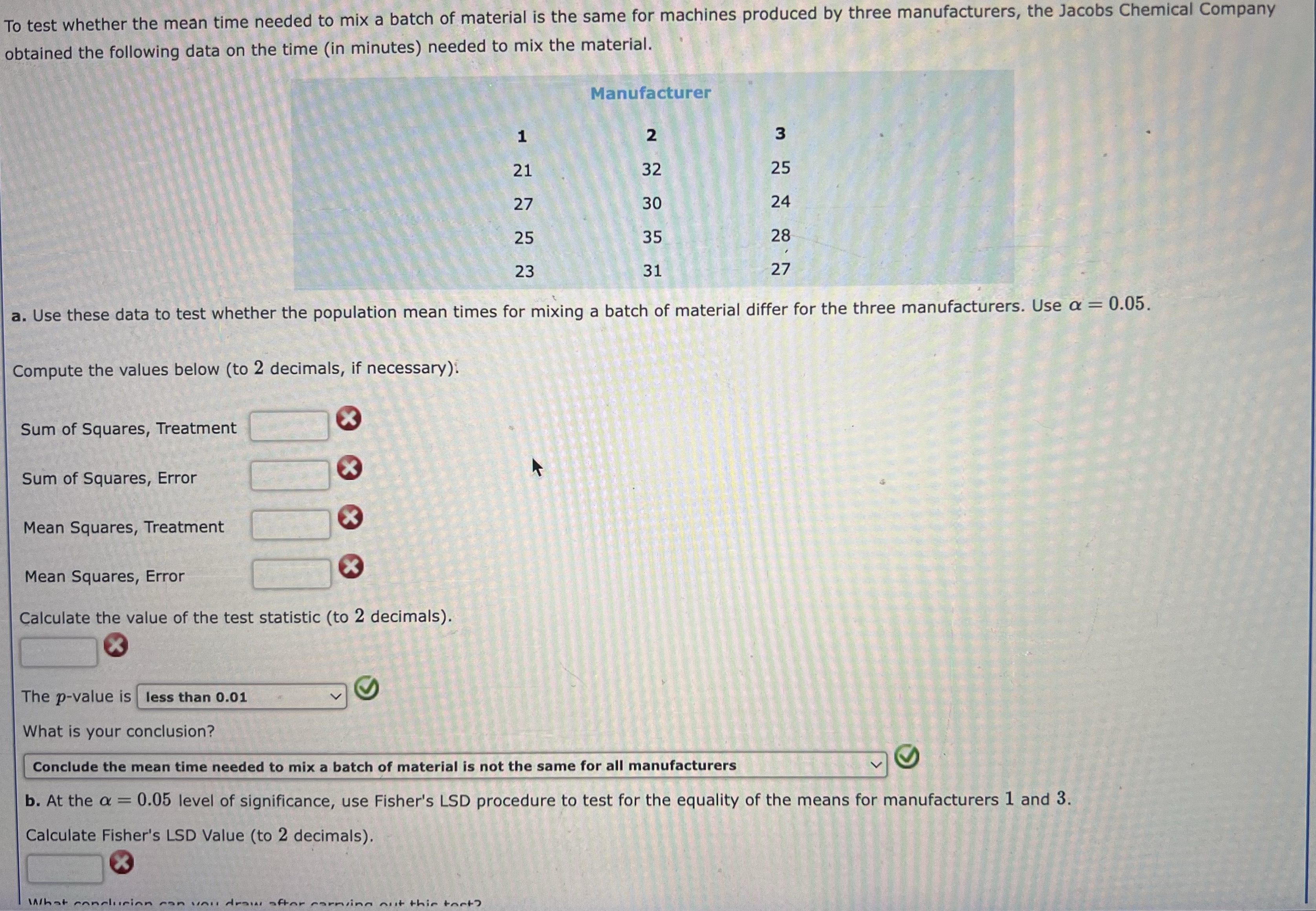 To test whether the mean time needed to mix a batch of