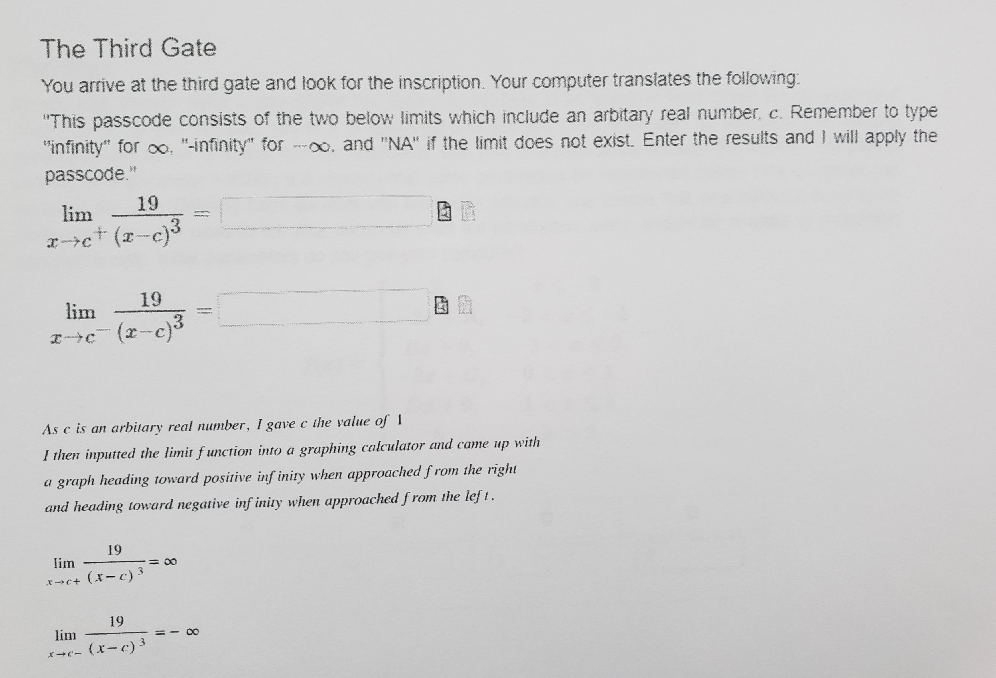 The Third Gate You arrive at the third gate and look for