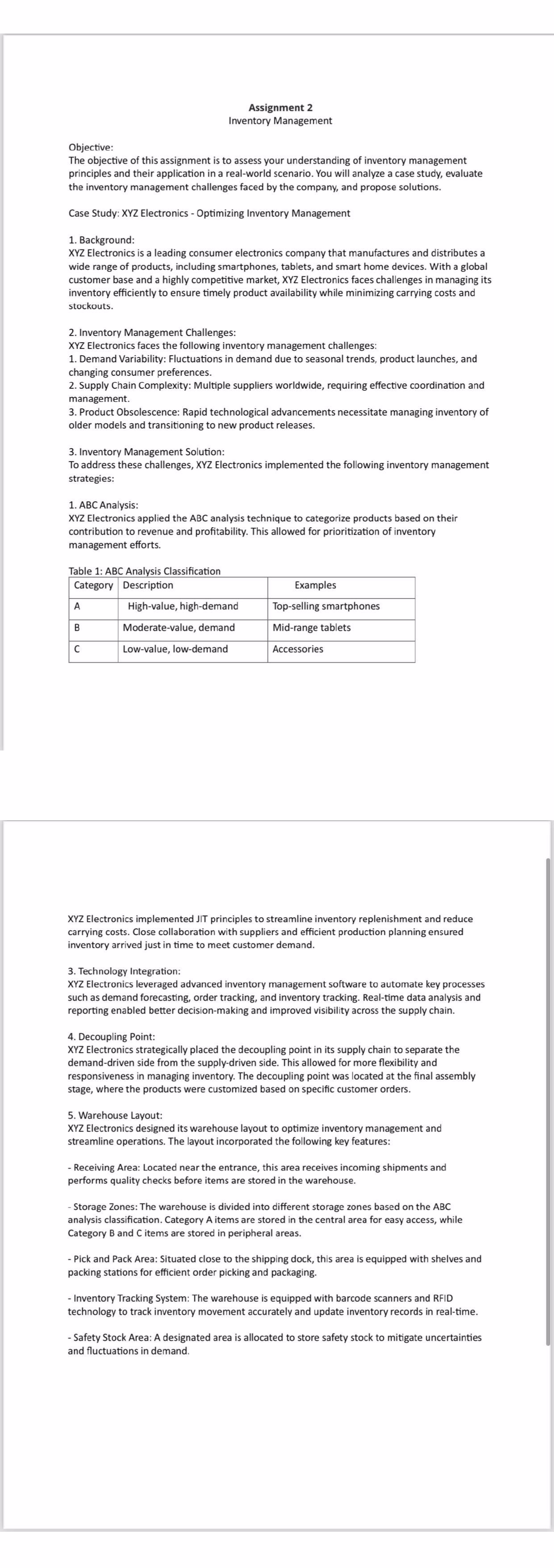 Assignment 2 Inventory Management Objective: The objective of this assignment is to