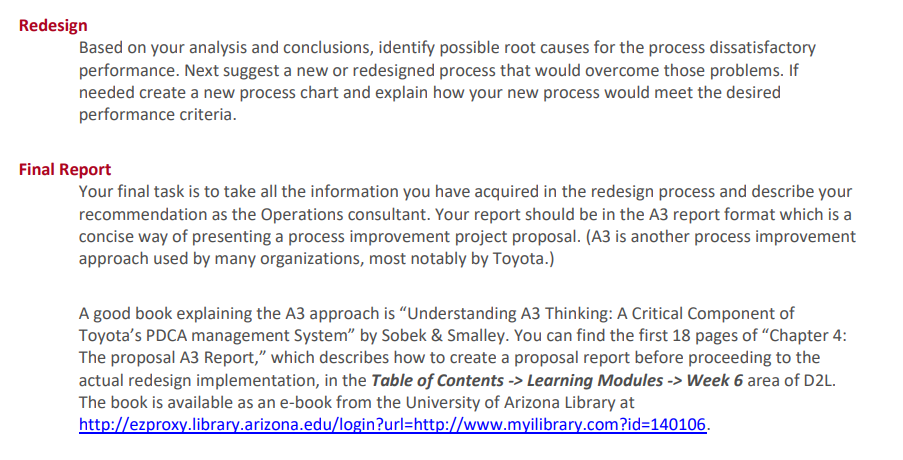 Redesign Based on your analysis and conclusions, identify possible root causes for