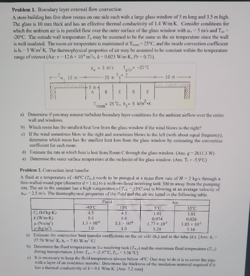 Problem 1. Boundary layer external flow convection = A store building has