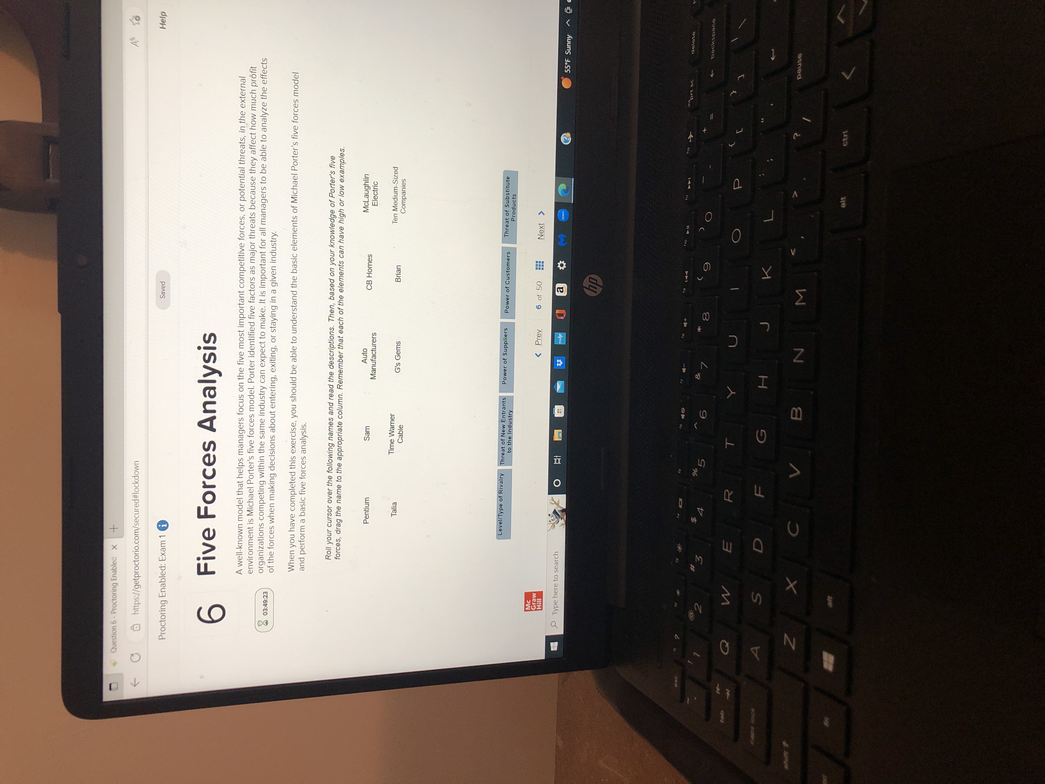 C esc Question 6 - Proctoring Enabled X + https://getproctorio.com/secured #lockdown Proctoring