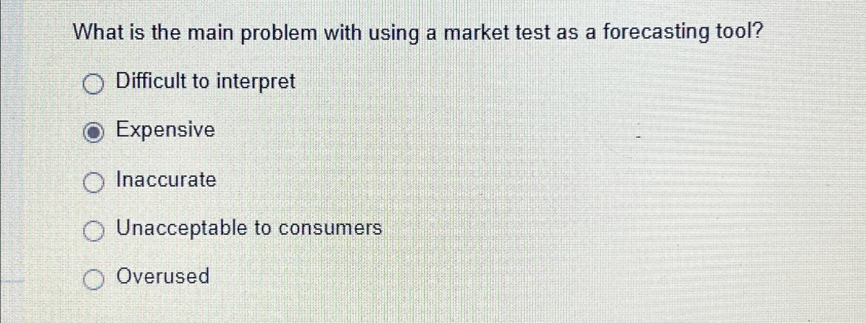 What is the main problem with using a market test as a