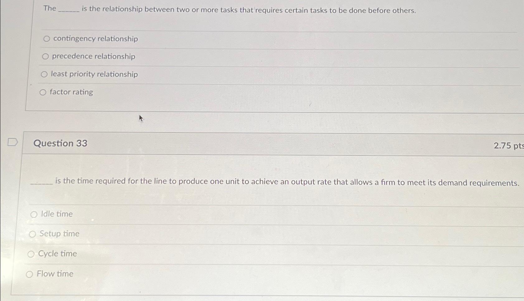The is the relationship between two or more tasks that requires certain