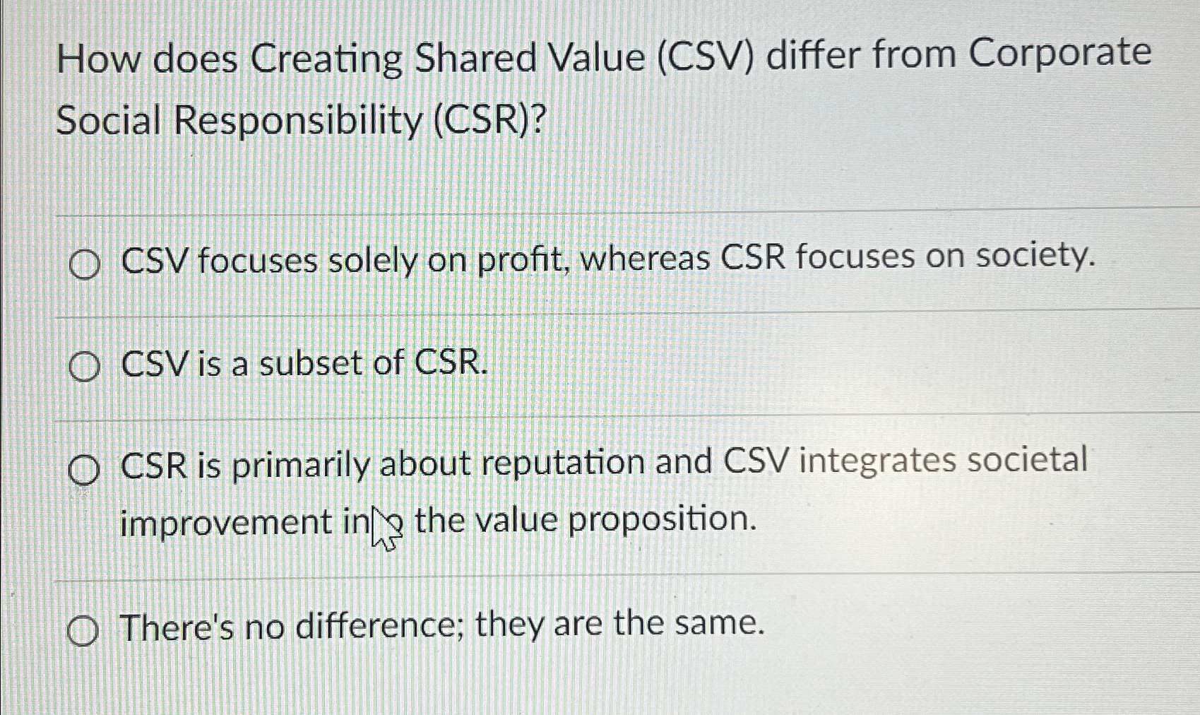 How does Creating Shared Value (CSV) differ from Corporate Social Responsibility (CSR)?