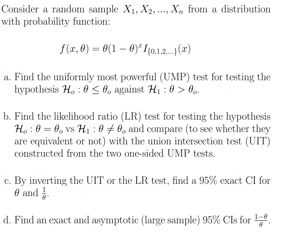 Consider a random sample X1, X2, ..., Xn from a distribution with