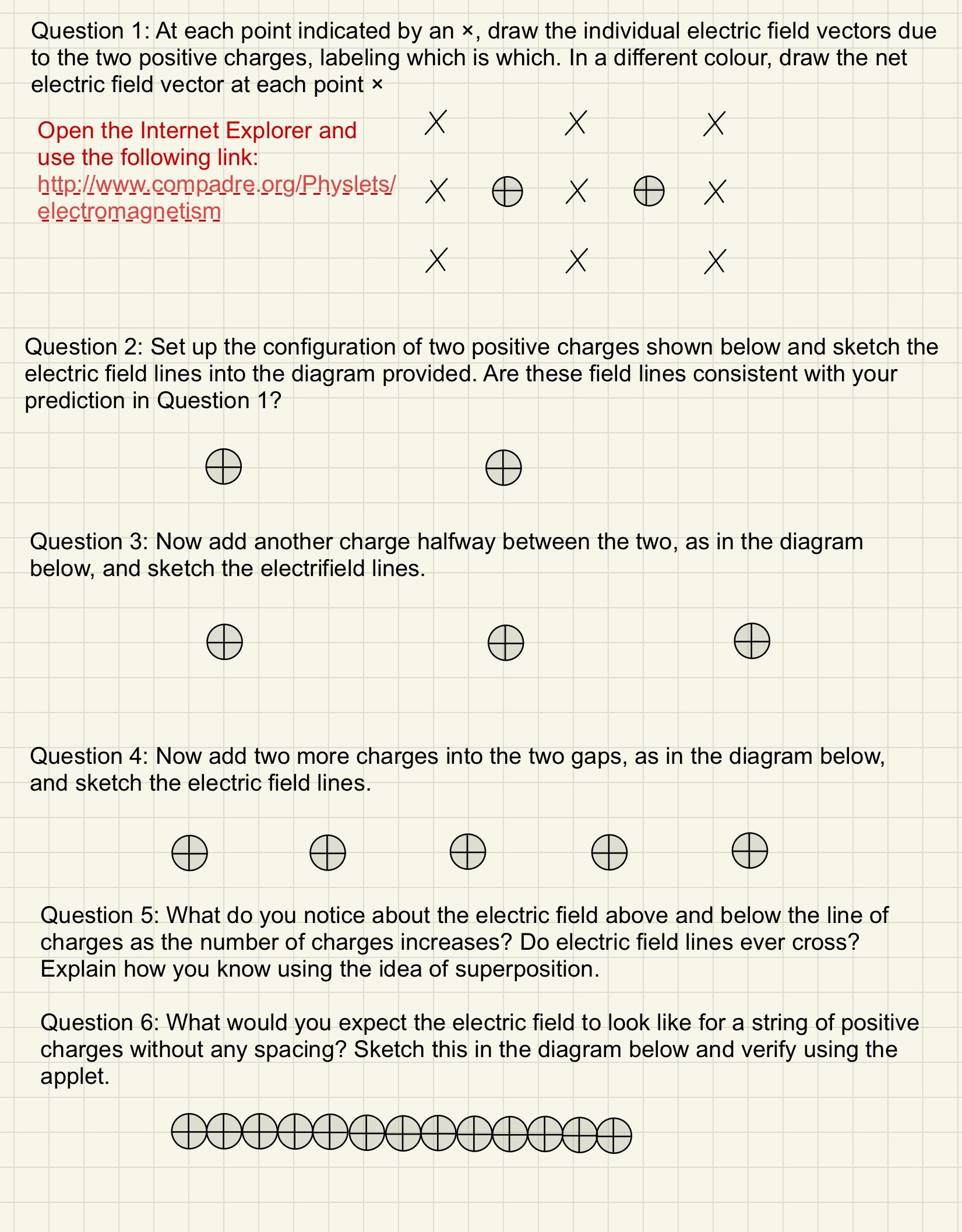 Question 1: At each point indicated by an , draw the individual