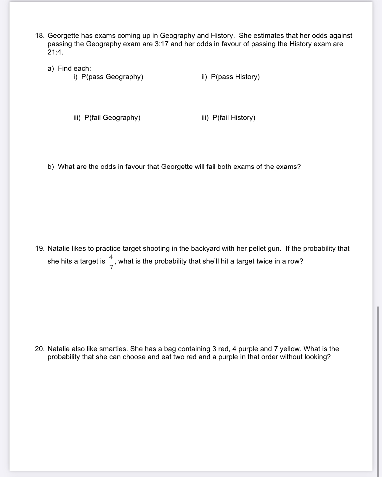 on a die is 3. The probability of rain tomorrow is 0.7,