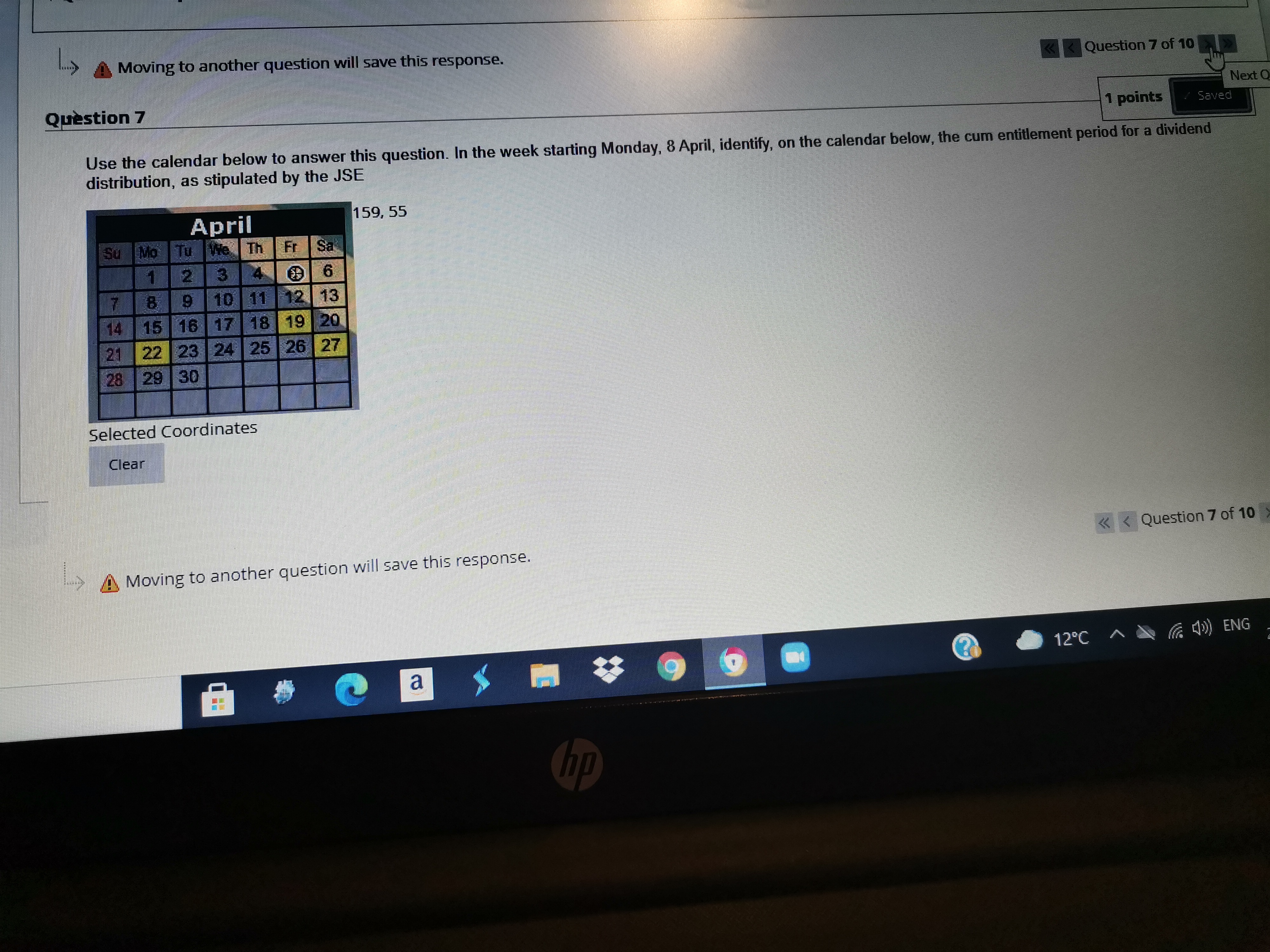 Moving to another question will save this response. Question 7 Question 7