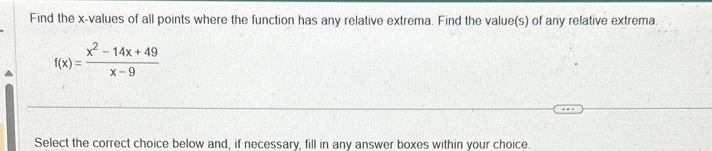 Find the x-values of all points where the function has any relative