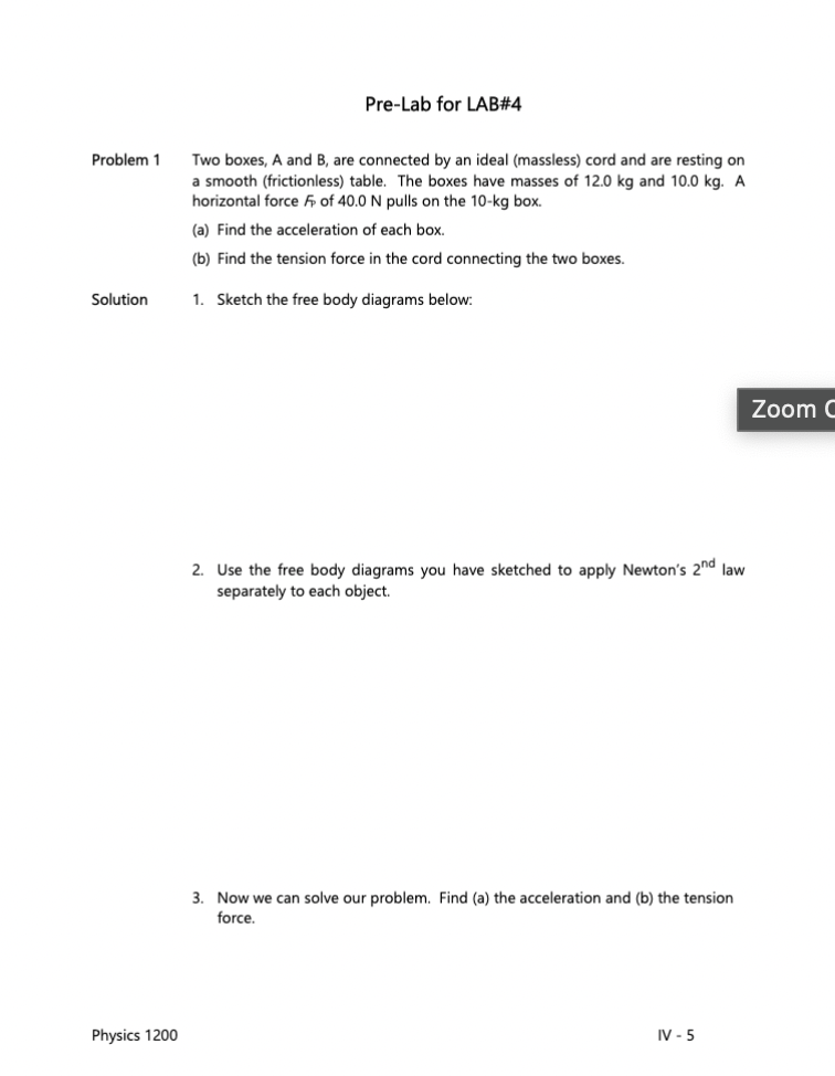Problem 1 Pre-Lab for LAB#4 Two boxes, A and B, are connected