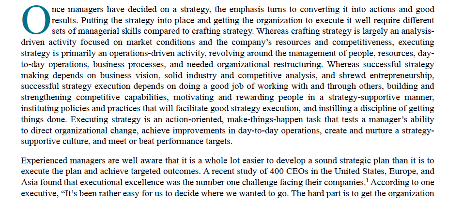 nce managers have decided on a strategy, the emphasis turns to converting