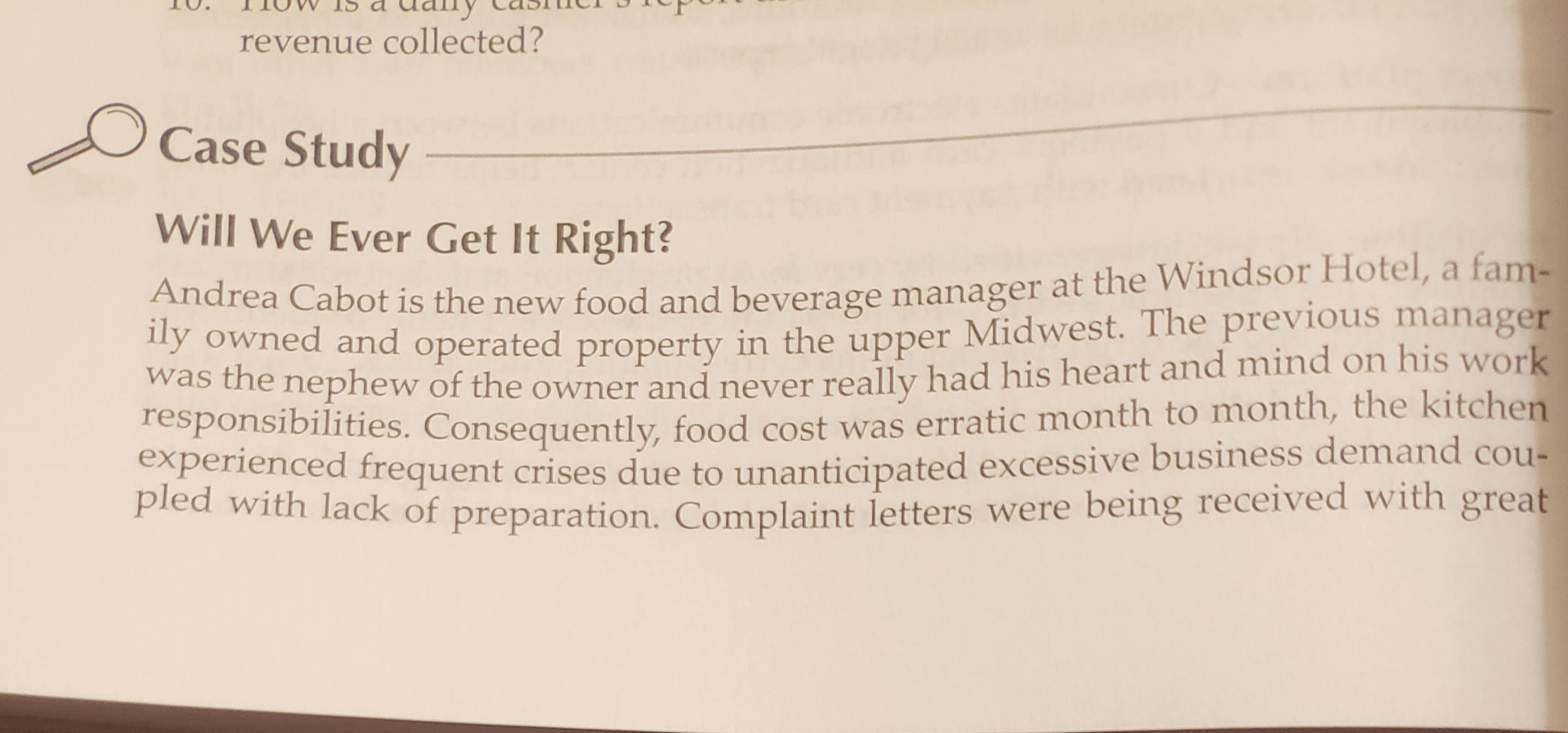 revenue collected? Case Study Will We Ever Get It Right? Andrea Cabot